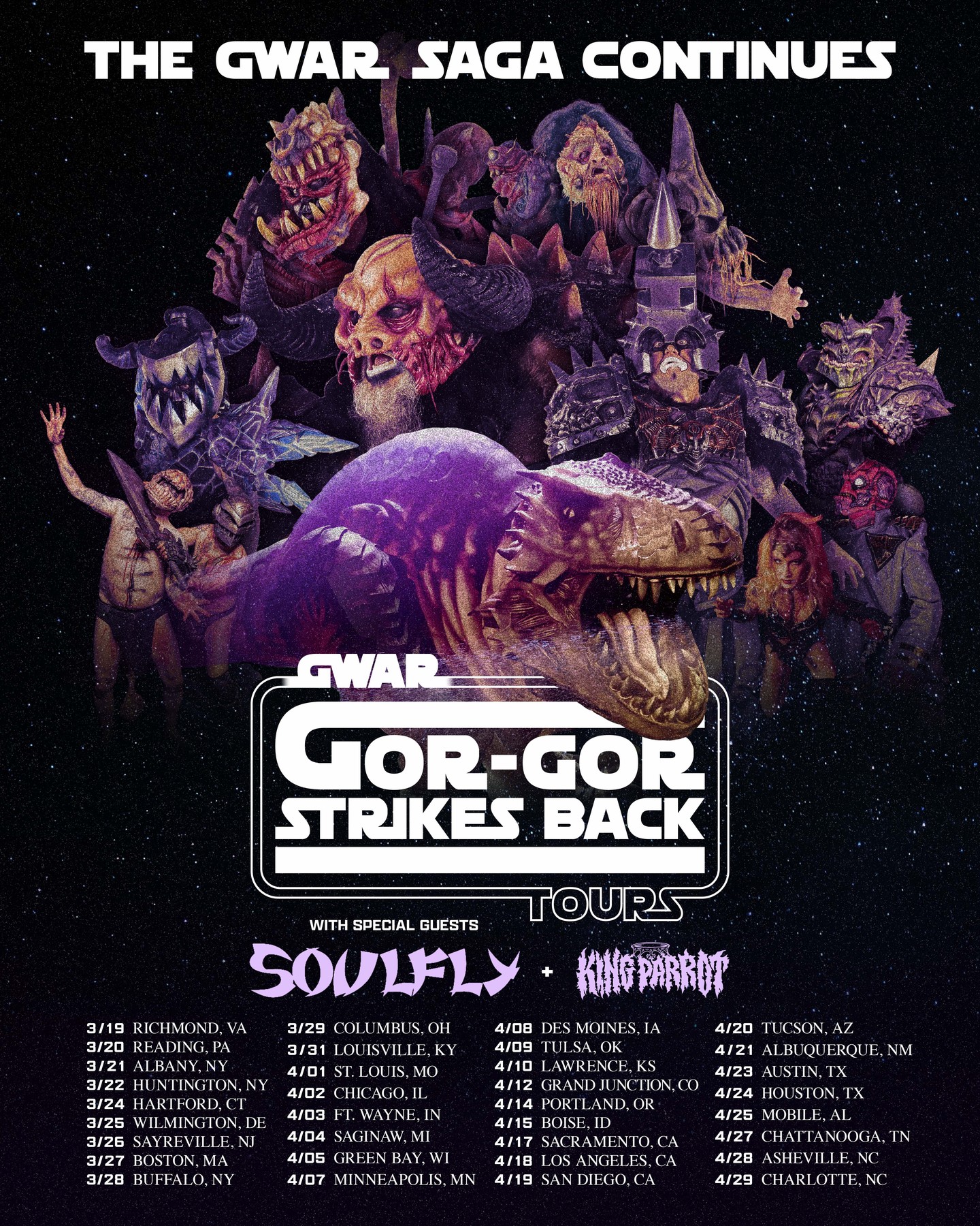 GWAR The Gor Gor Strikes Back Tour Poster 2026